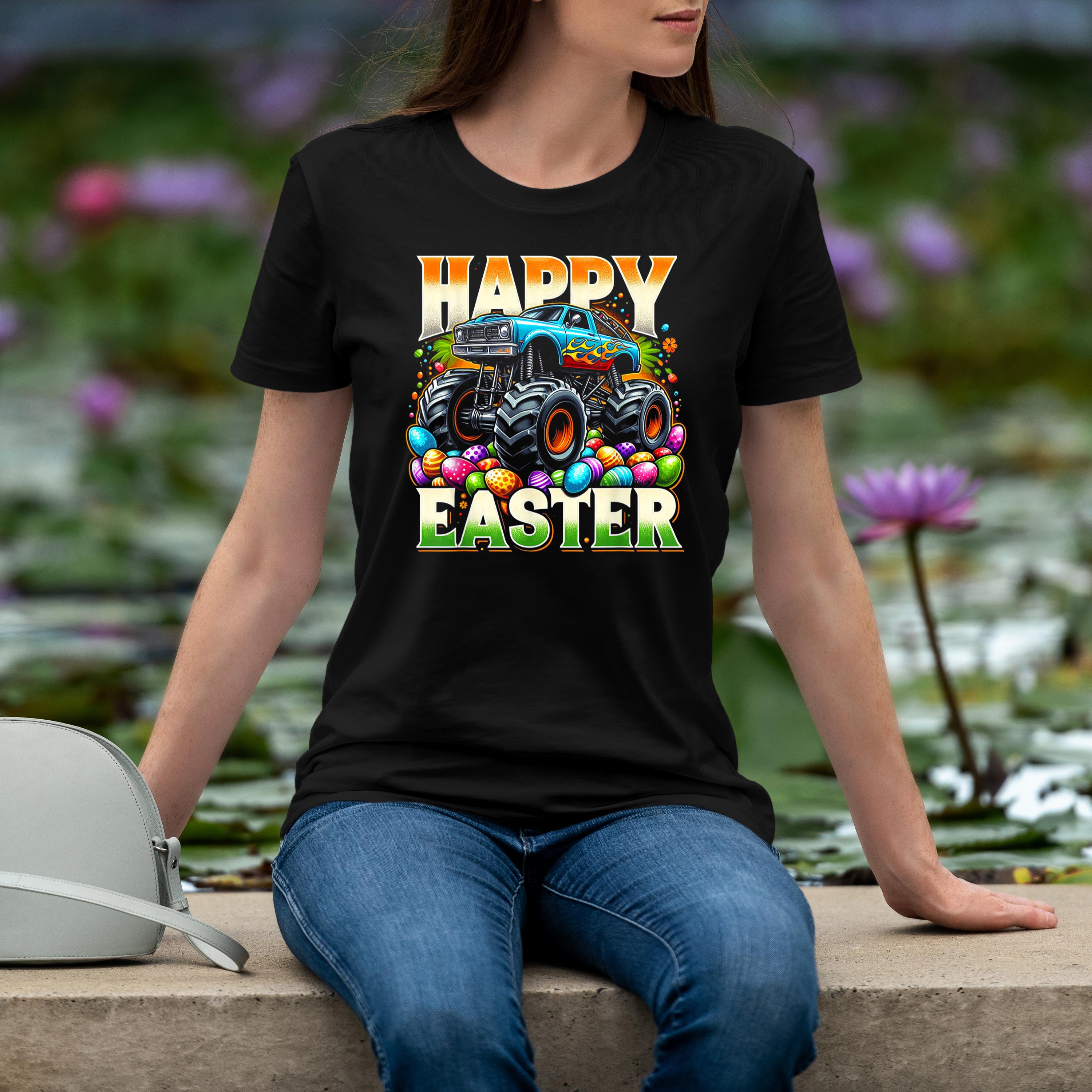 Happy Easter Monster Truck Easter Eggs Boys Kids Shirt 